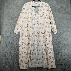 Alredine Shirt Womens Medium Yellow Floral Print Long Sleeve Duster *NWT*